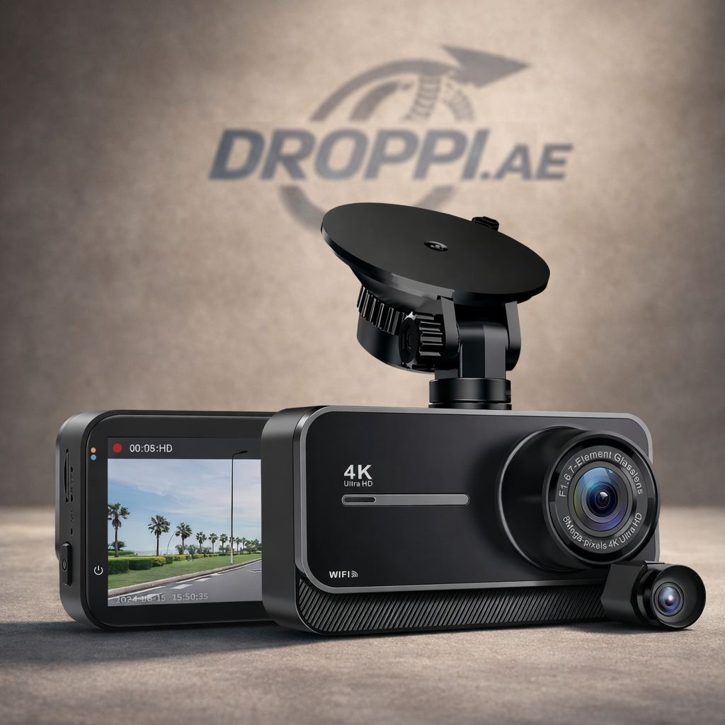 4K Dash Cam Black Box 24H Parking Mode Recorder on Droppi studio background