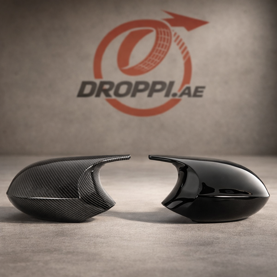 Side Mirror Cover – Compatible with BMW E81/E82/E87/E88/E90/E91/E92/E93 (2005–2013) on Droppi studio background