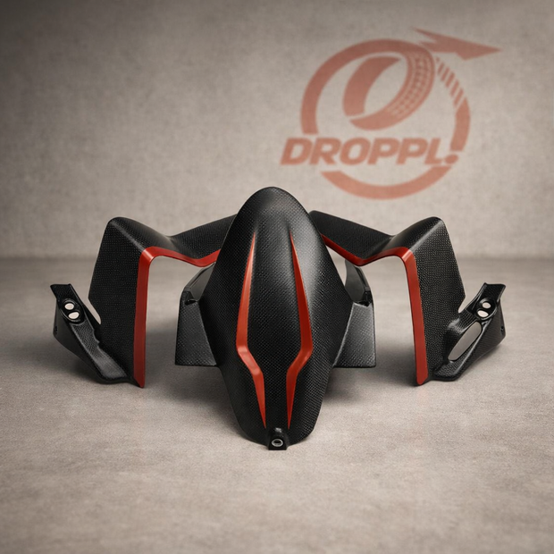 MV AGUSTA Brutale 1000/RR RS RUSH 2022-2025 Carbon Fiber Front Fender Wings on Droppi studio background