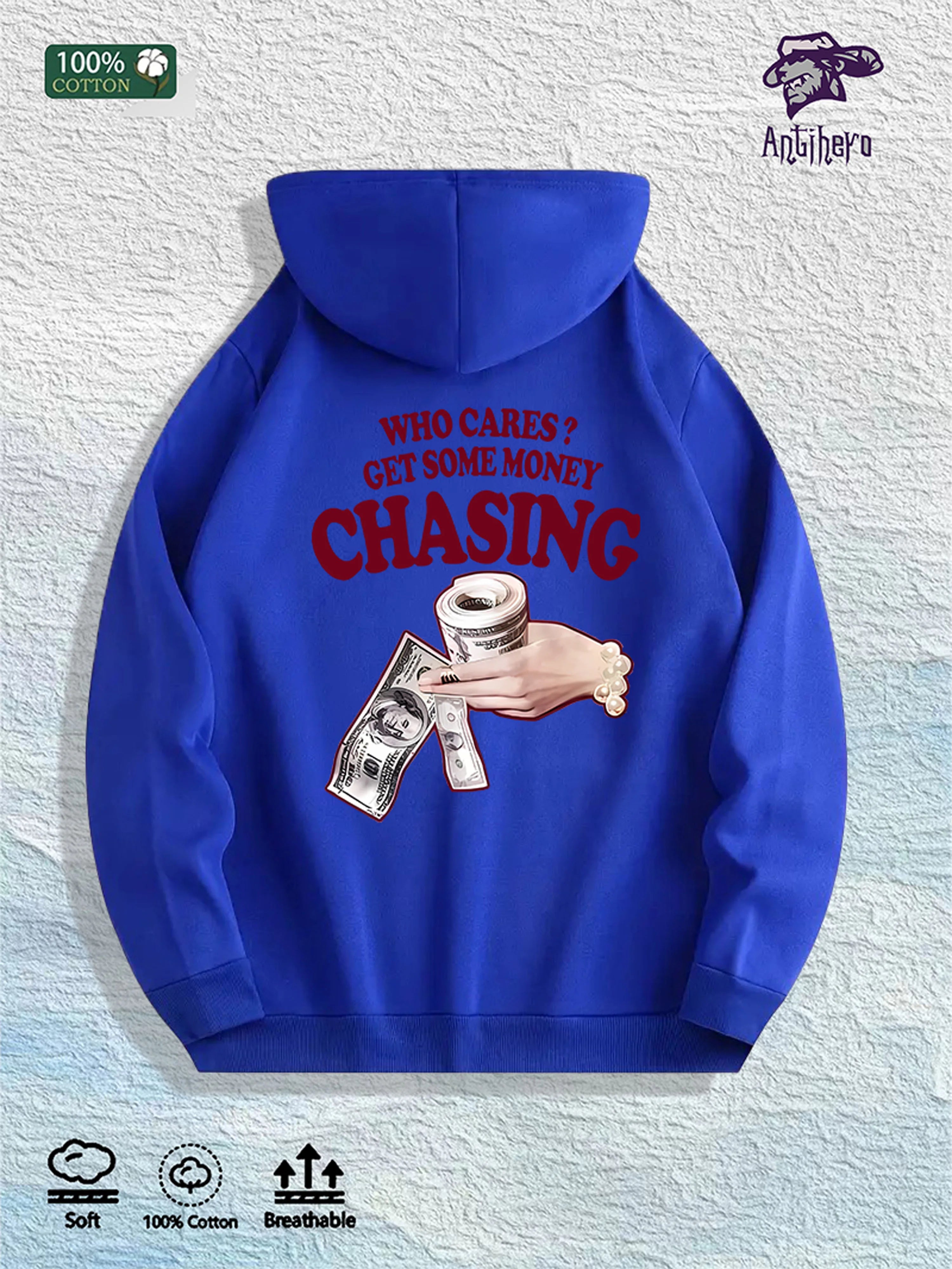 “WHO CARES? GET SOME MONEY” Graphic Hoodie – 100% Cotton, 7 Colors