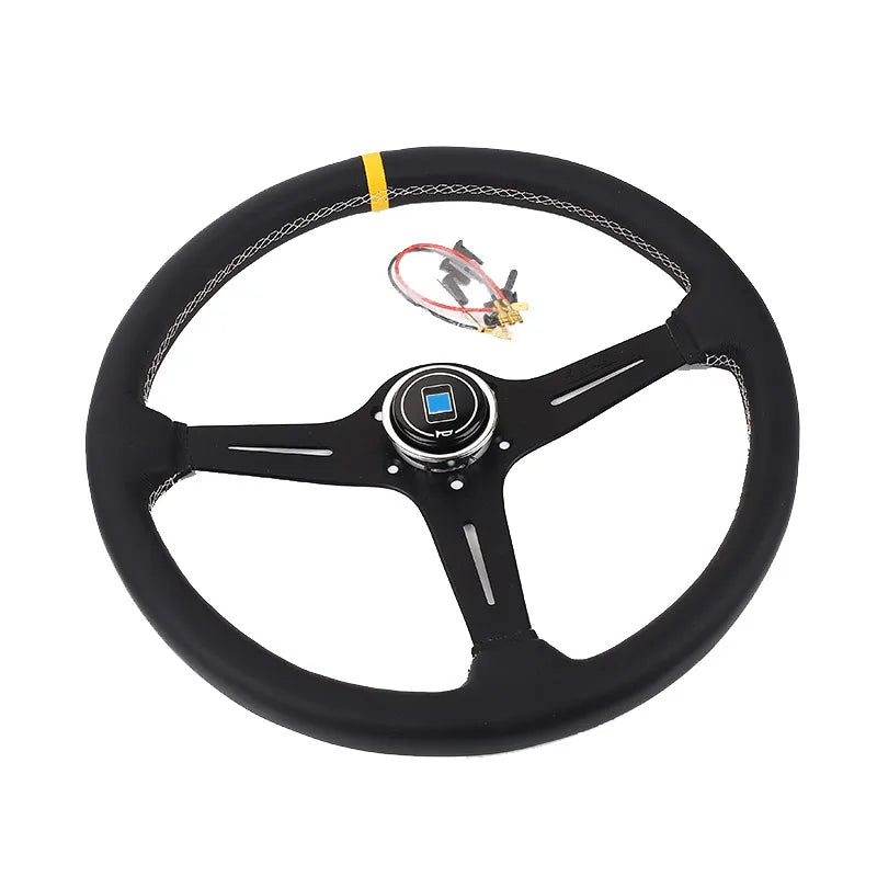 N&D 380mm/15inch Racing Car Real Leather Drifting Steering Wheel Universal