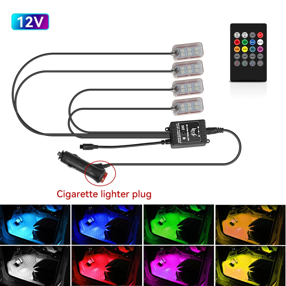 LED Car Interior Ambient Backlight Remote App Music Control