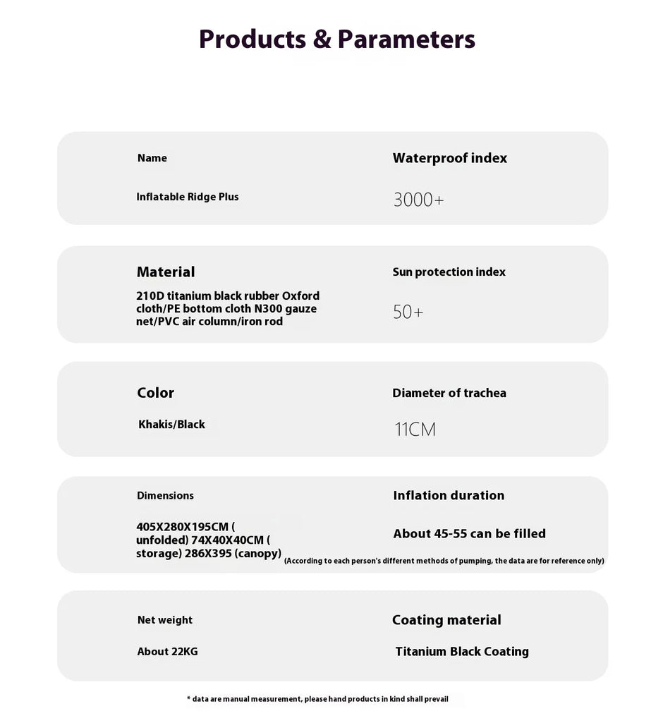MOUNTAINHIKER Outdoor Inflatable Camping Tent – Large 5–8 Person (Hand Pump)