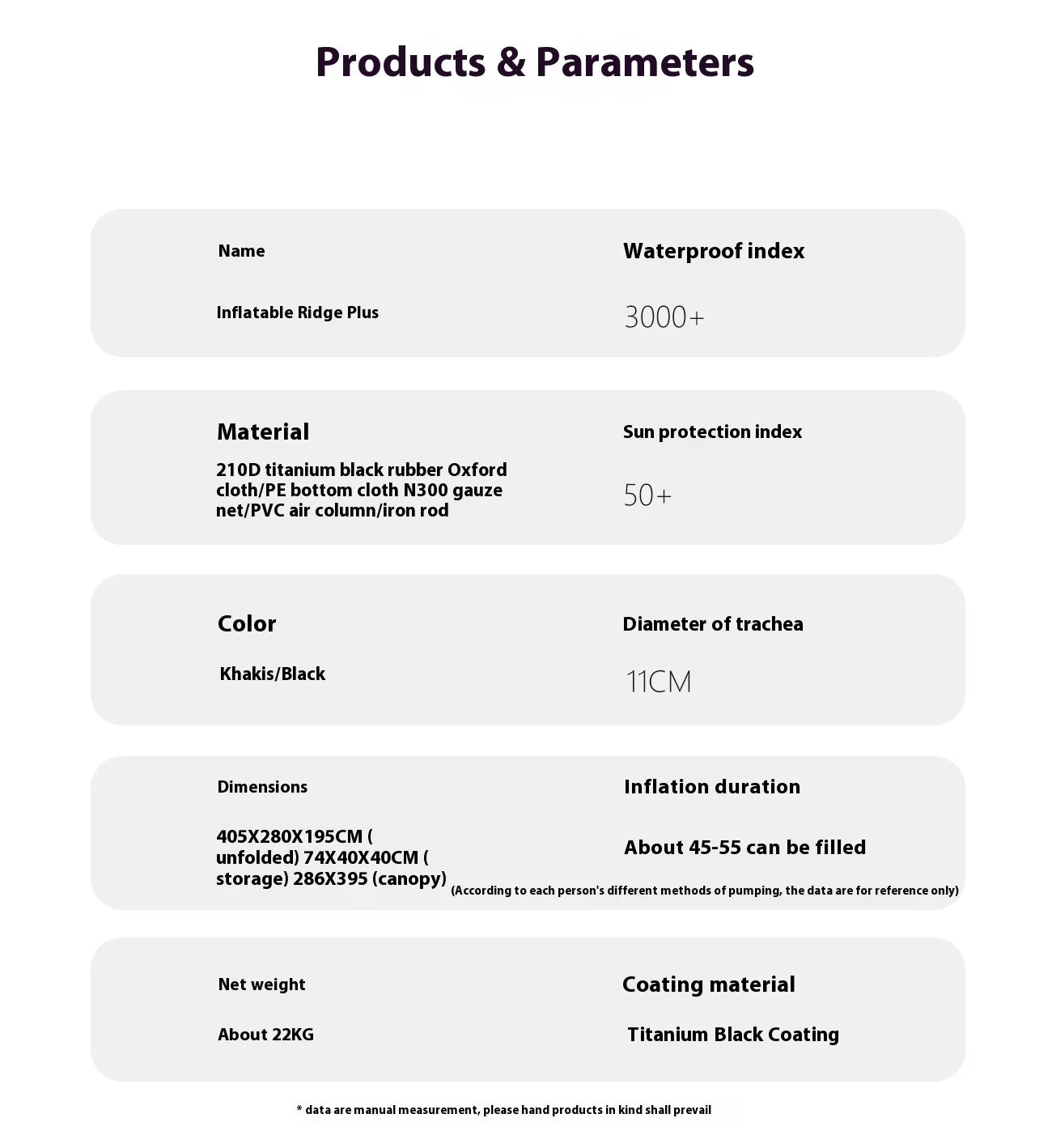MOUNTAINHIKER Outdoor Inflatable Camping Tent – Large 5–8 Person (Hand Pump)