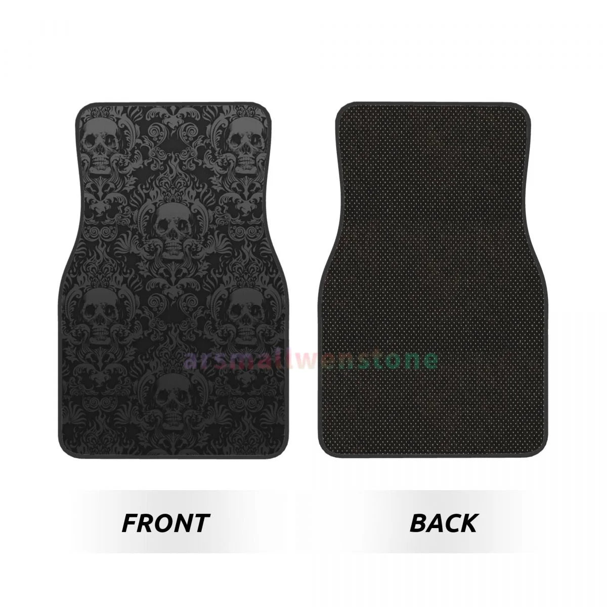 Gothic Black Skull 4PCS Crystal Velvet Car Floor Mat