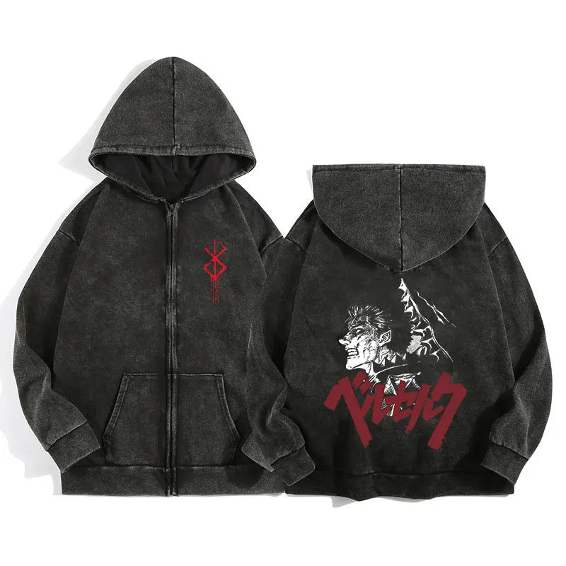Berserk Wash Zip Up Hoodie