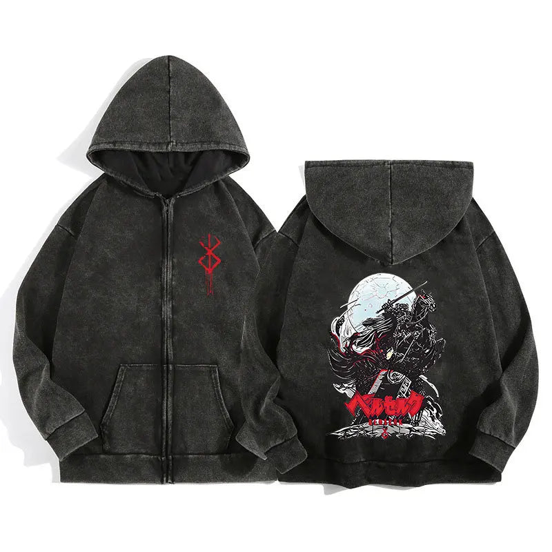 Berserk Wash Zip Up Hoodie