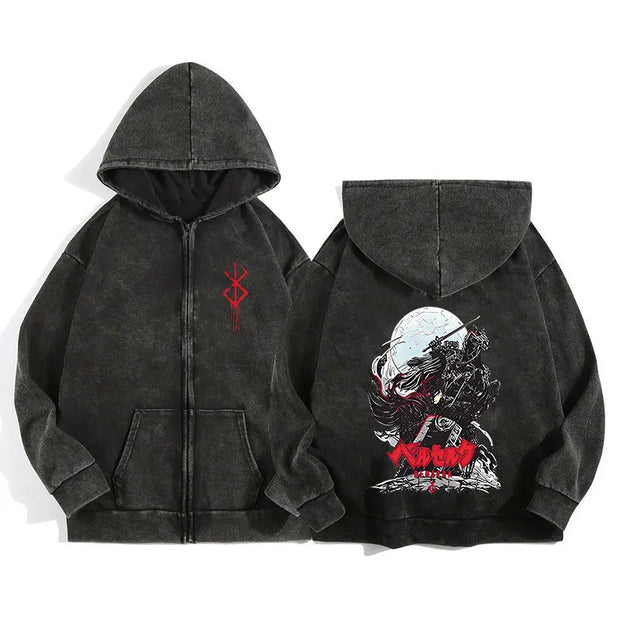 Berserk Wash Zip Up Hoodie