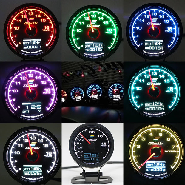 GReddy 7-Color Boost & Temp Gauge with Sensor