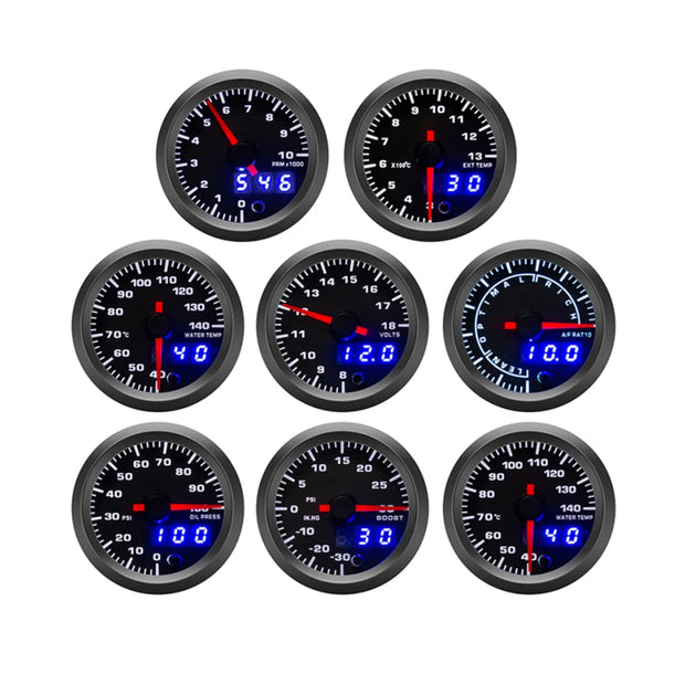 52mm 7-Color Dual Display Car Performance Gauge