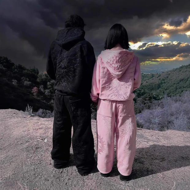 washed distressed patch hoodie