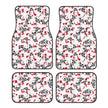 Gothic Black Skull 4PCS Crystal Velvet Car Floor Mat