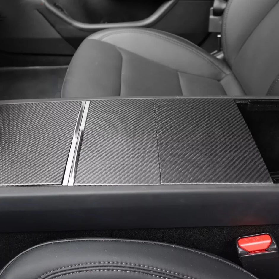 Dry Carbon Fiber Center Cup Holder Panel for Tesla Model 3 Highland (2024)