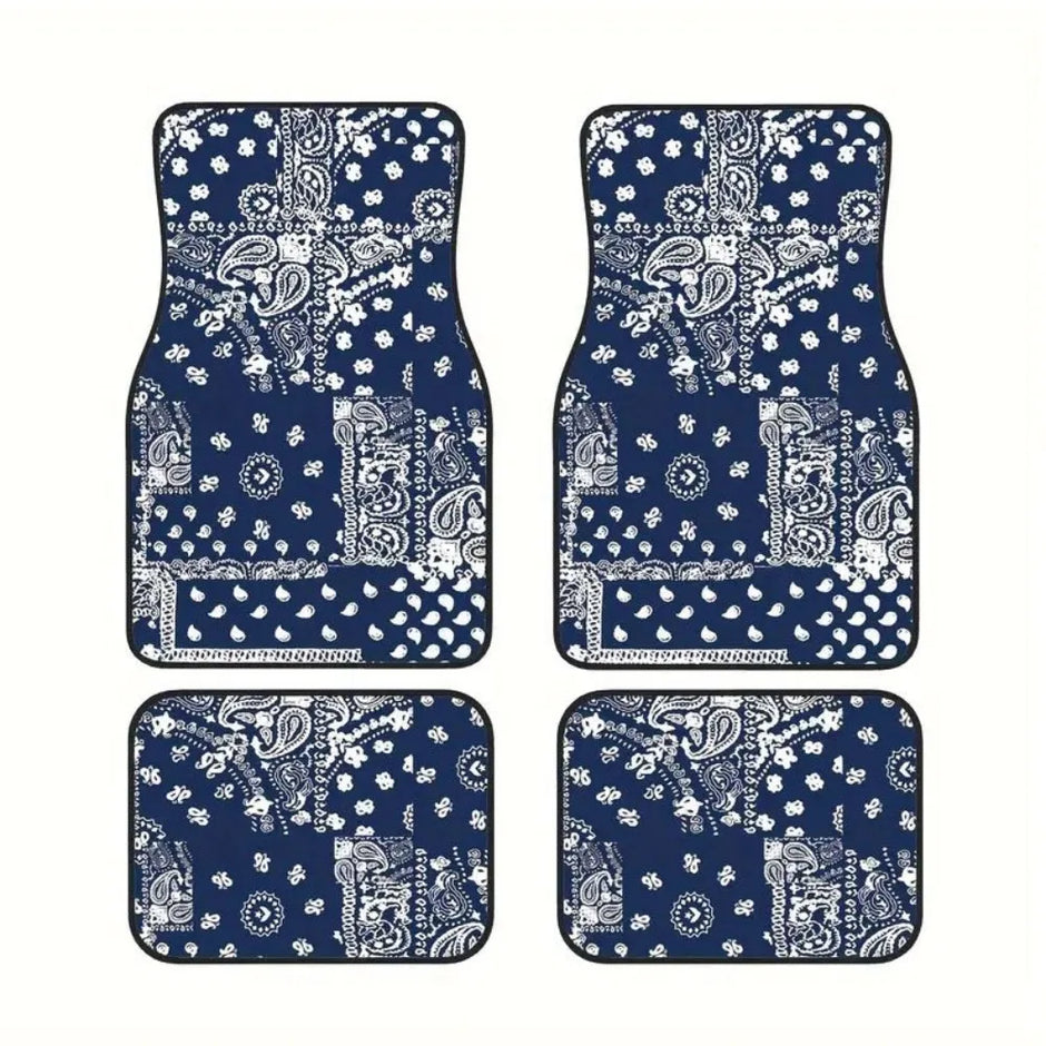 4Pcs Bohemian Car Floor Mats Anti-slip Heavy Duty Persian Carpet