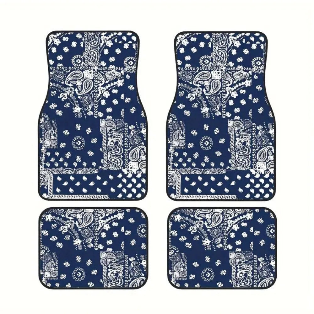 4Pcs Bohemian Car Floor Mats Anti-slip Heavy Duty Persian Carpet