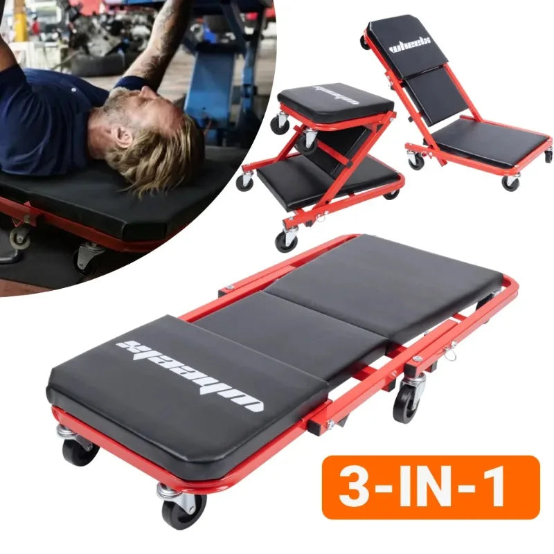 Dual-Purpose Foldable Car Repair Reclining Board & Work Stool