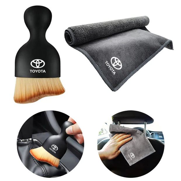 Car Cleaning Brush & Microfiber Towel Set – Toyota Interior