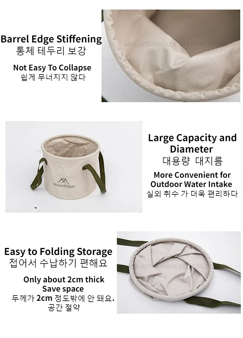 MOUNTAINHIKER Outdoor Foldable 10L Round Bucket Storage Bag