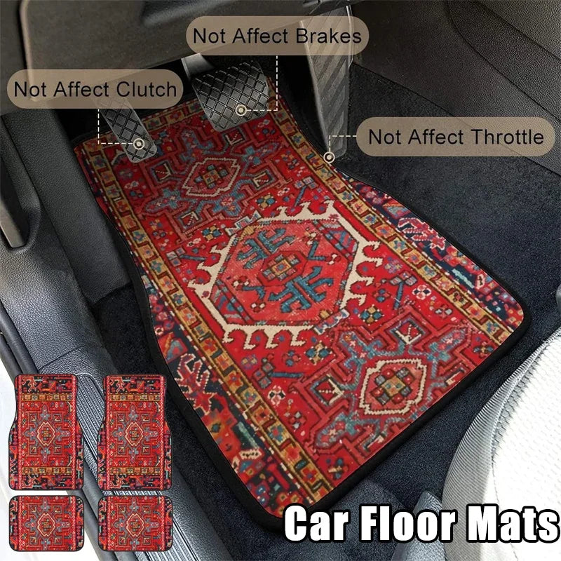 Antique Oriental Turkish Persian Carpet Car Floor Mats 4-Piece