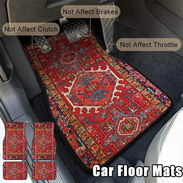 Antique Oriental Turkish Persian Carpet Car Floor Mats 4-Piece