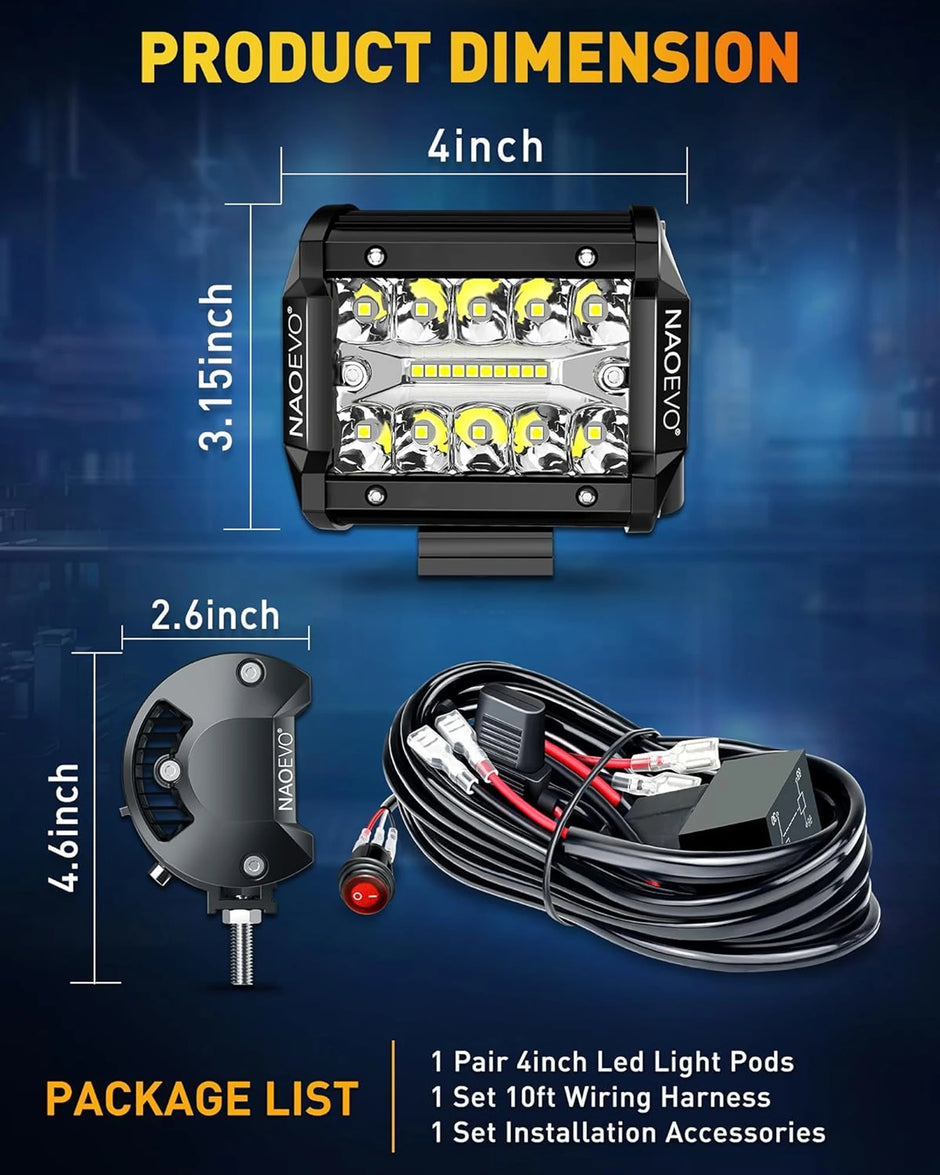 NAOEVO 4 Inch 2Pcs LED Pod Lights