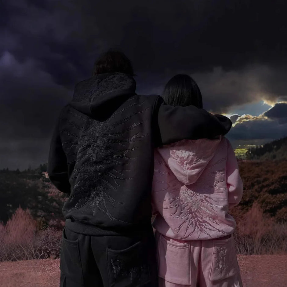 washed distressed patch hoodie