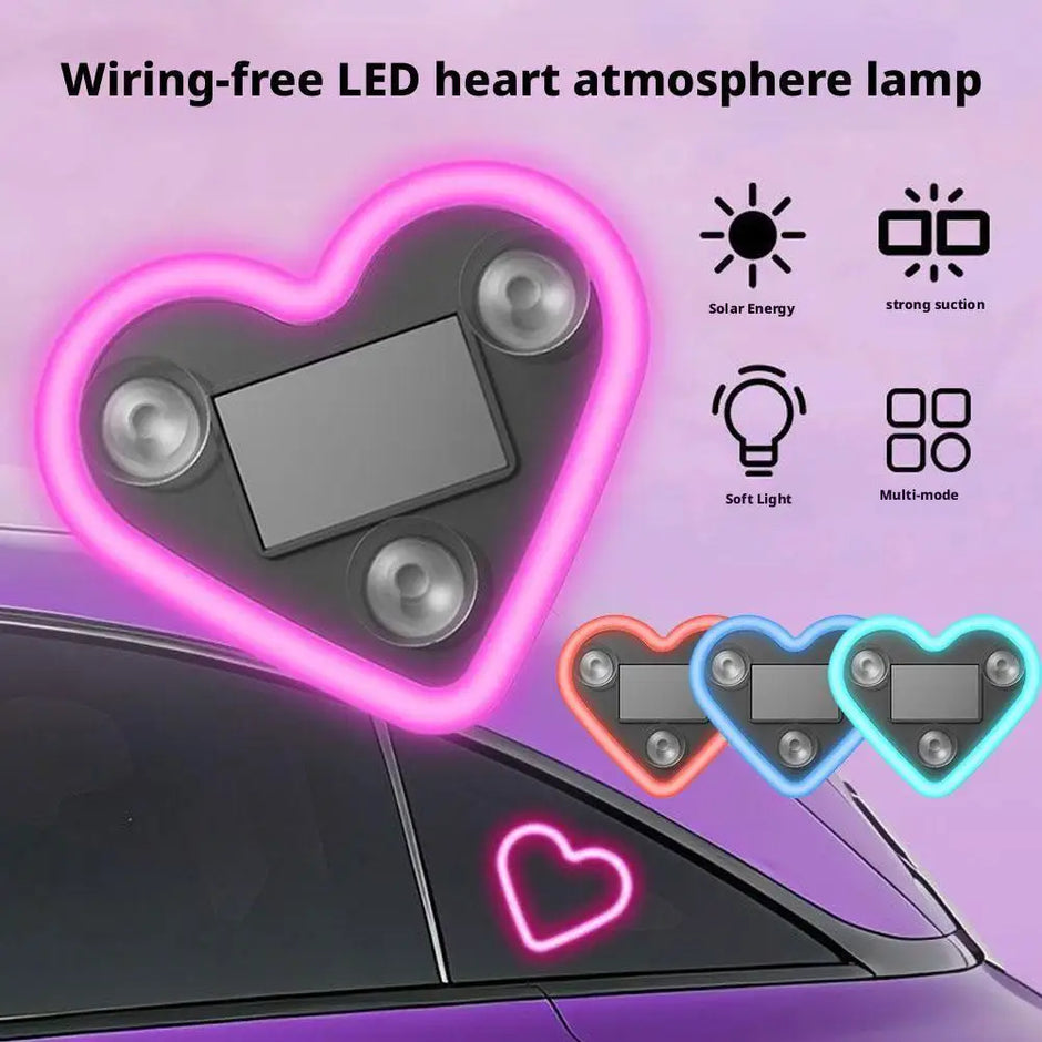 Car Window LED Solar Powered Heart-shaped Neon Light