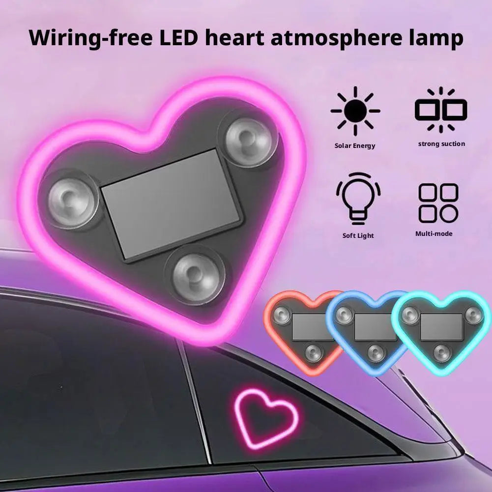 Car Window LED Solar Powered Heart-shaped Neon Light