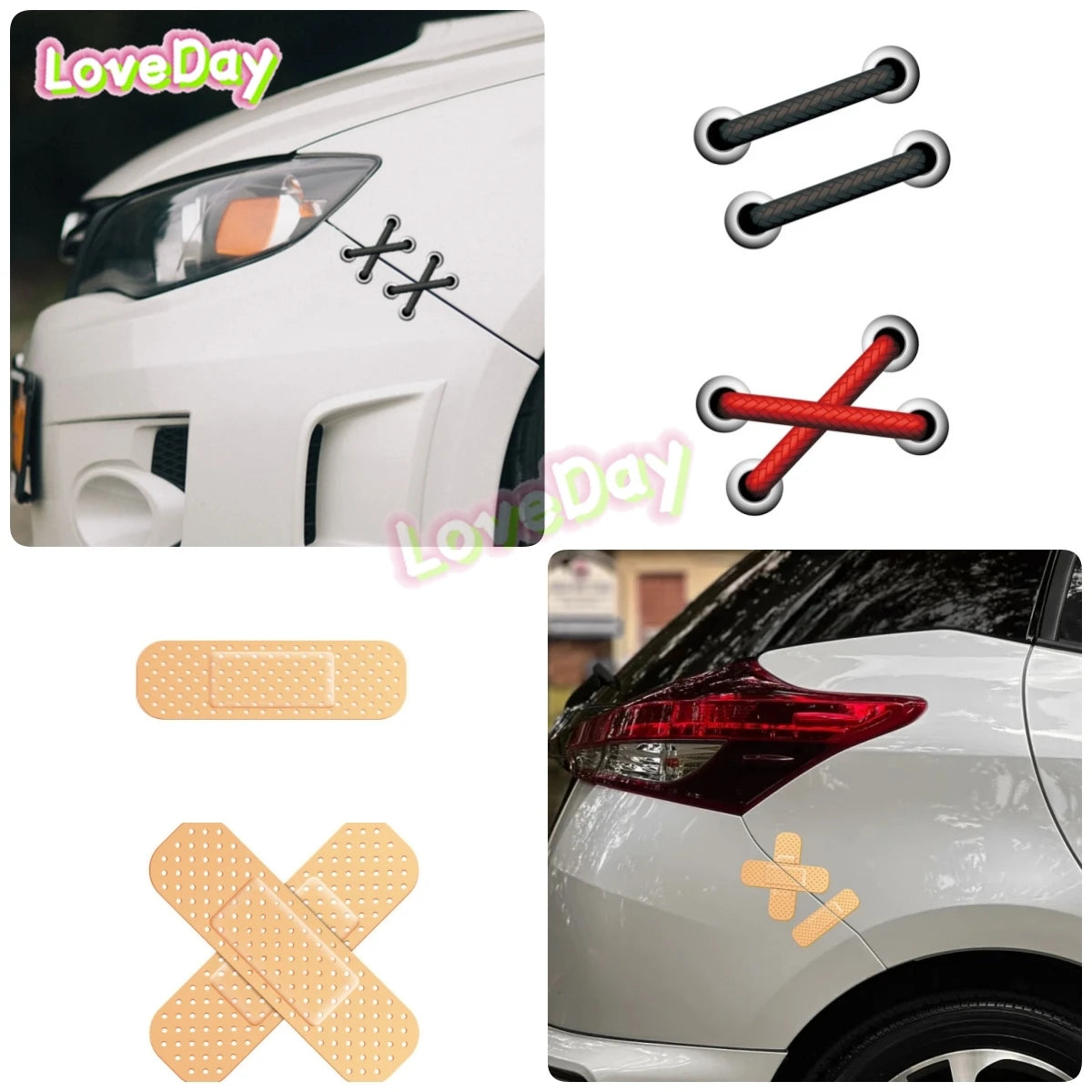 Shoelaces Car Sticker 3D Simulation Patch
