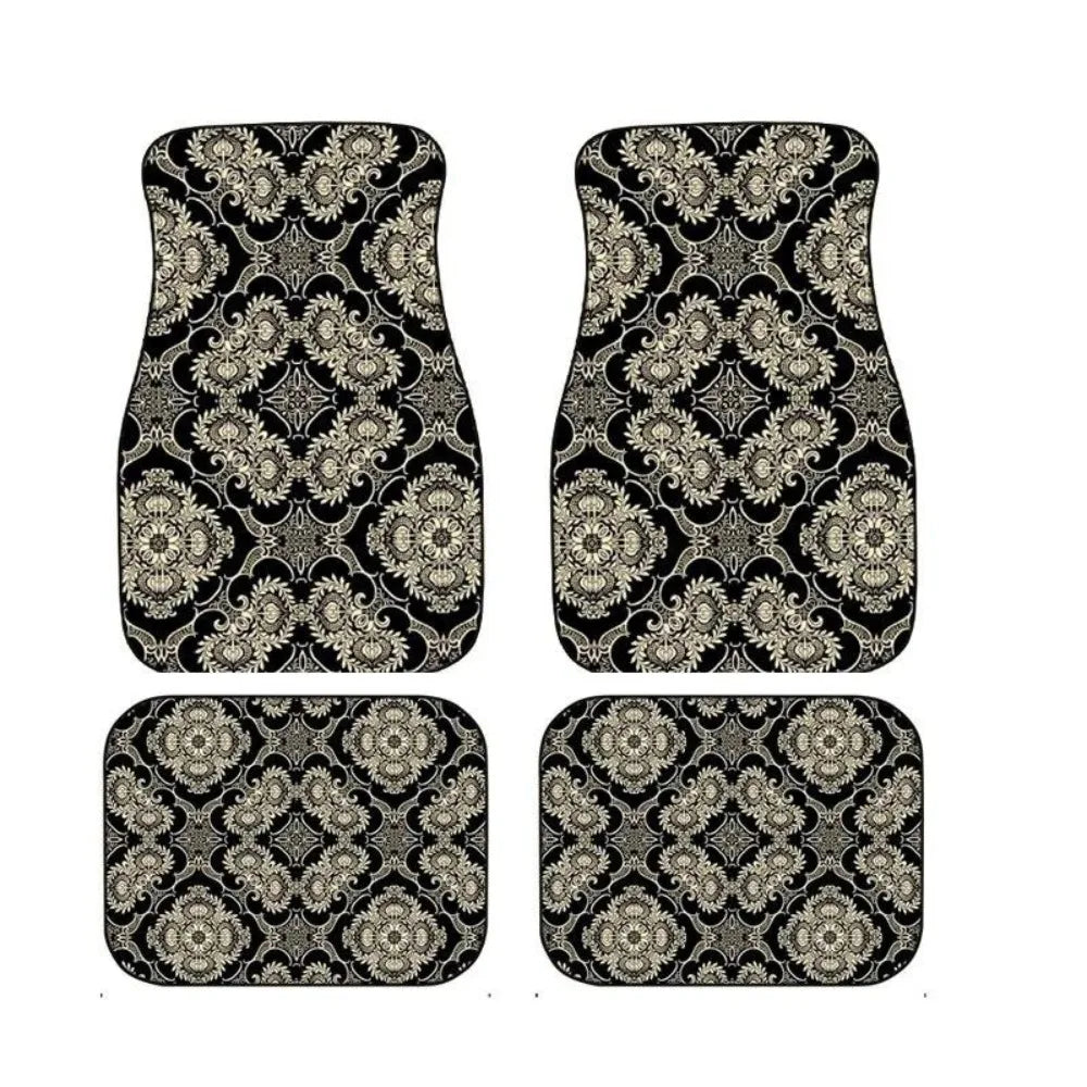 4Pcs Bohemian Car Floor Mats Anti-slip Heavy Duty Persian Carpet