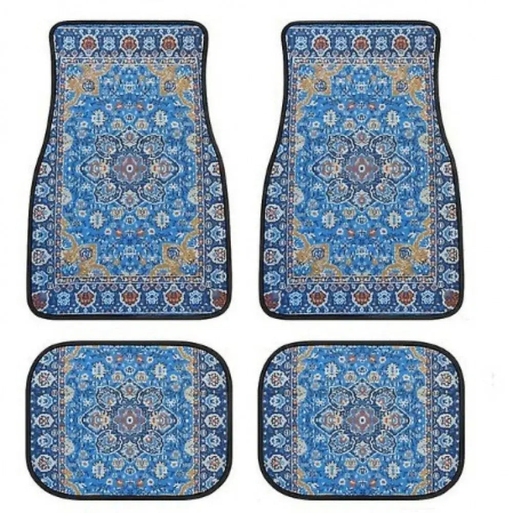 4Pcs Bohemian Car Floor Mats Back Persian Carpet