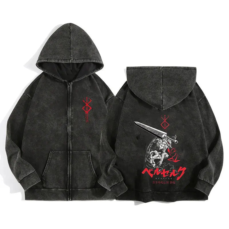 Berserk Wash Zip Up Hoodie