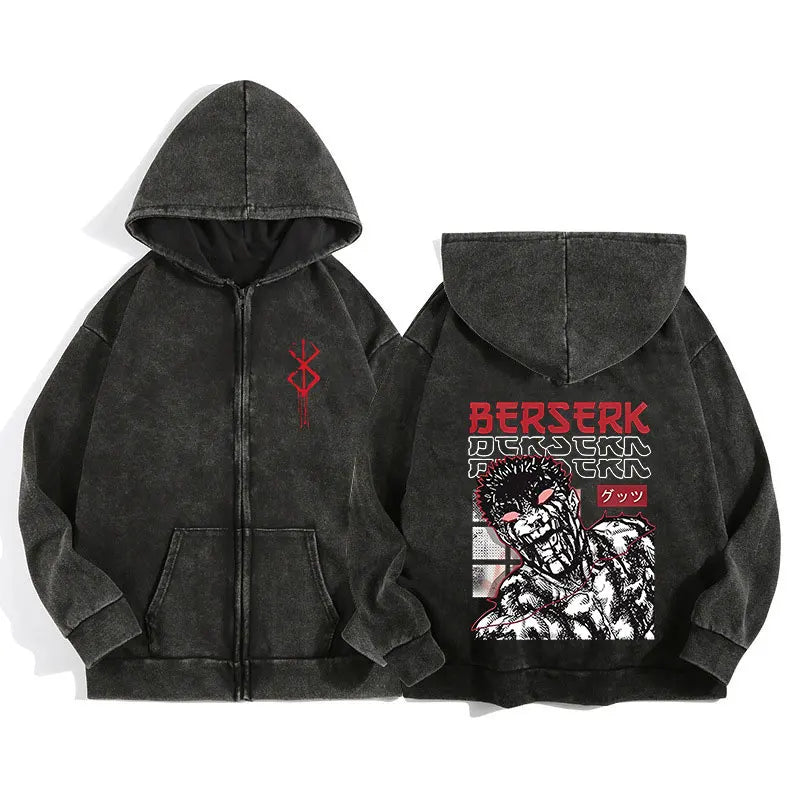 Berserk Wash Zip Up Hoodie