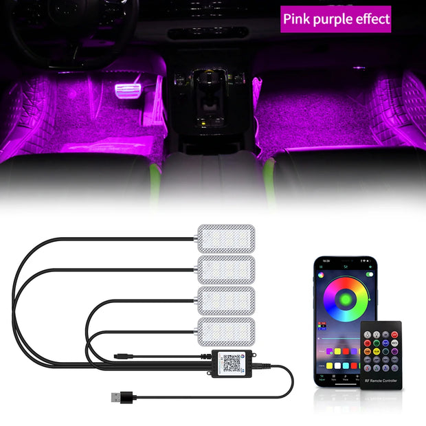 LED Car Interior Ambient Backlight Remote App Music Control