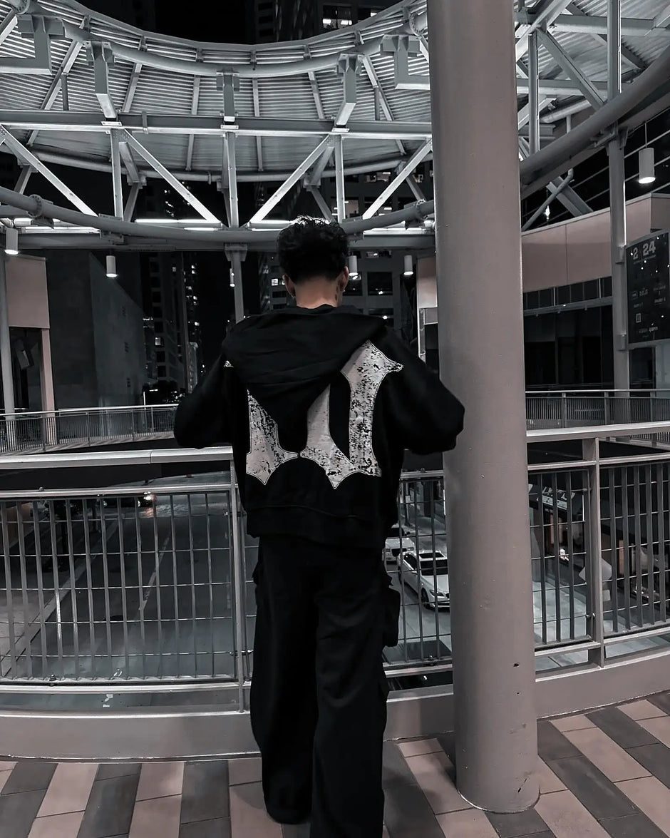 Harajuku Gothic Patchwork Embroidered Oversized Hoodies