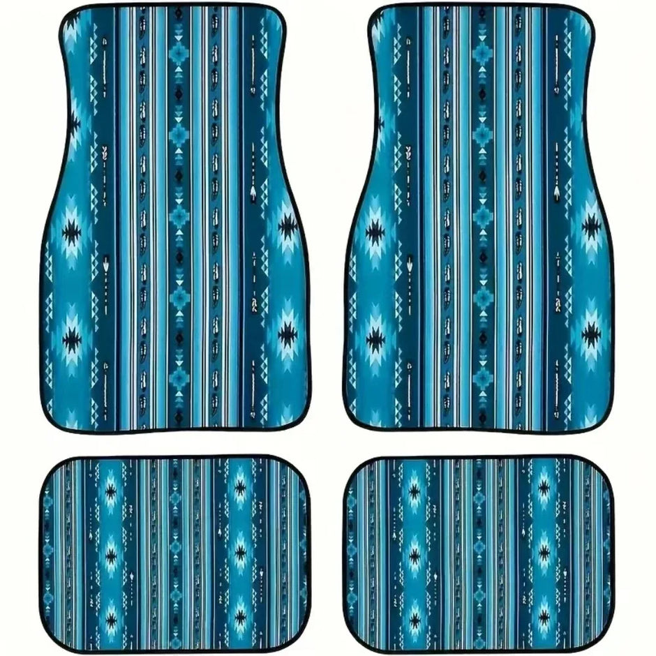 4Pcs Bohemian Car Floor Mats Back Persian Carpet