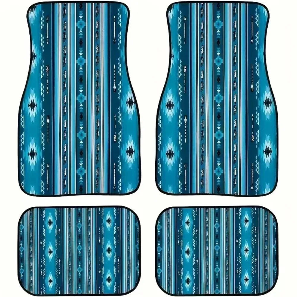 4Pcs Bohemian Car Floor Mats Back Persian Carpet