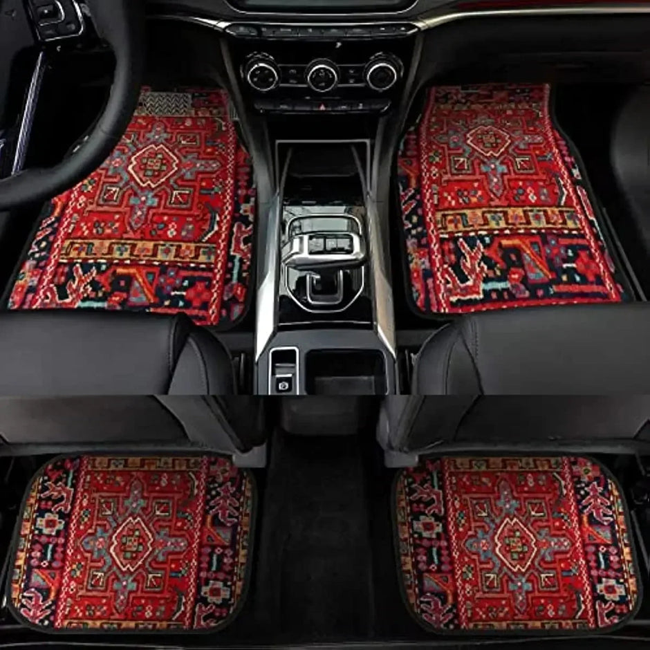 Antique Oriental Turkish Persian Carpet Car Floor Mats 4-Piece