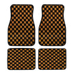 4pcs Floor Mats Checkered Front Rear Carpets Floor Mats Auto Interior