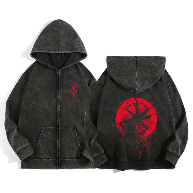 Berserk Wash Zip Up Hoodie