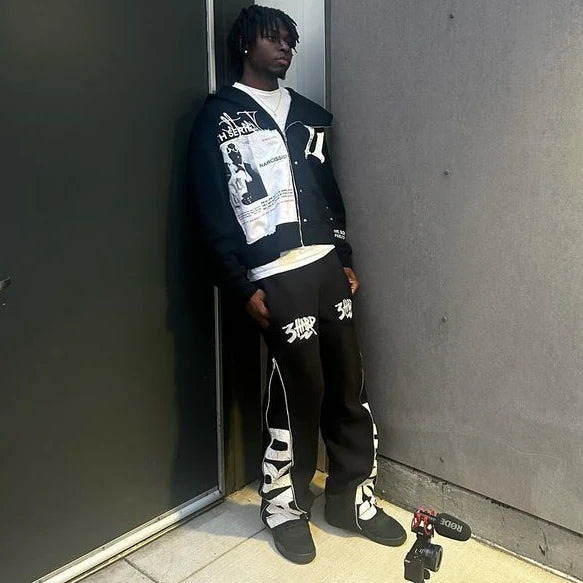 Harajuku Gothic Patchwork Embroidered Oversized Hoodies - Droppi UAE