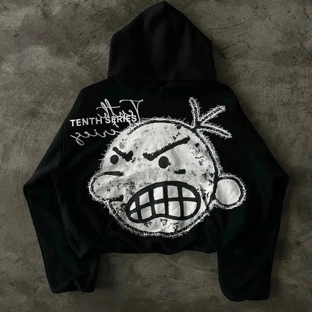 Harajuku Gothic Patchwork Embroidered Oversized Hoodies