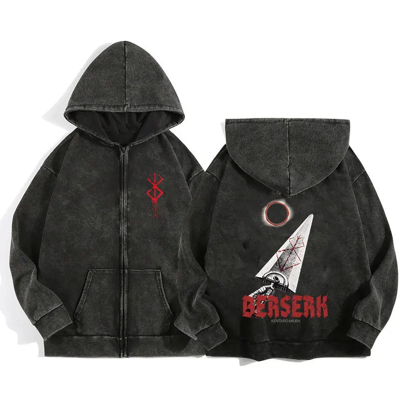 Berserk Wash Zip Up Hoodie