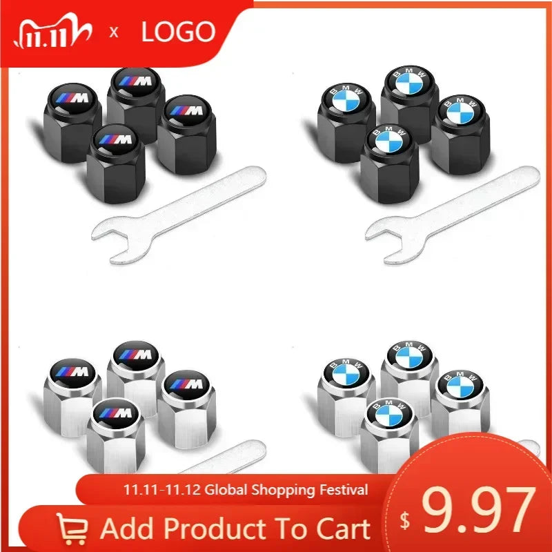 4Pcs Car Tire Valve Air Cap Set for BMW (E46–F15, M Series)