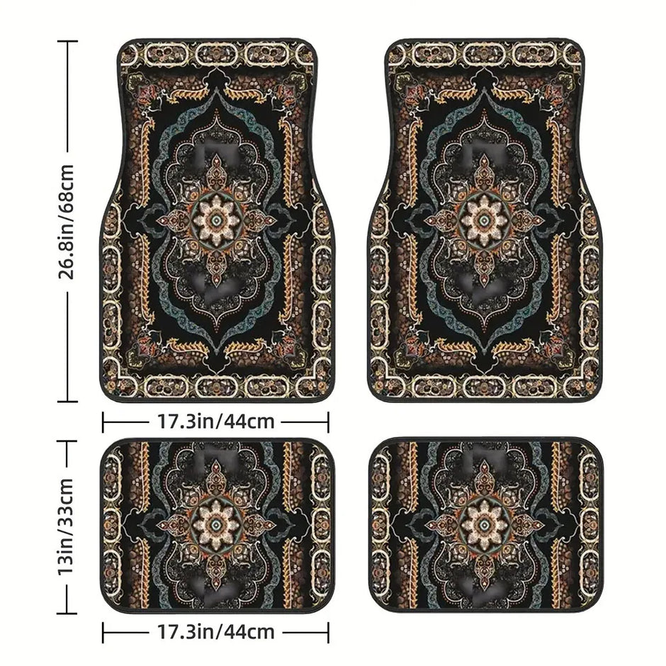 4 Pcs Car Floor Mats Bohemian Pattern