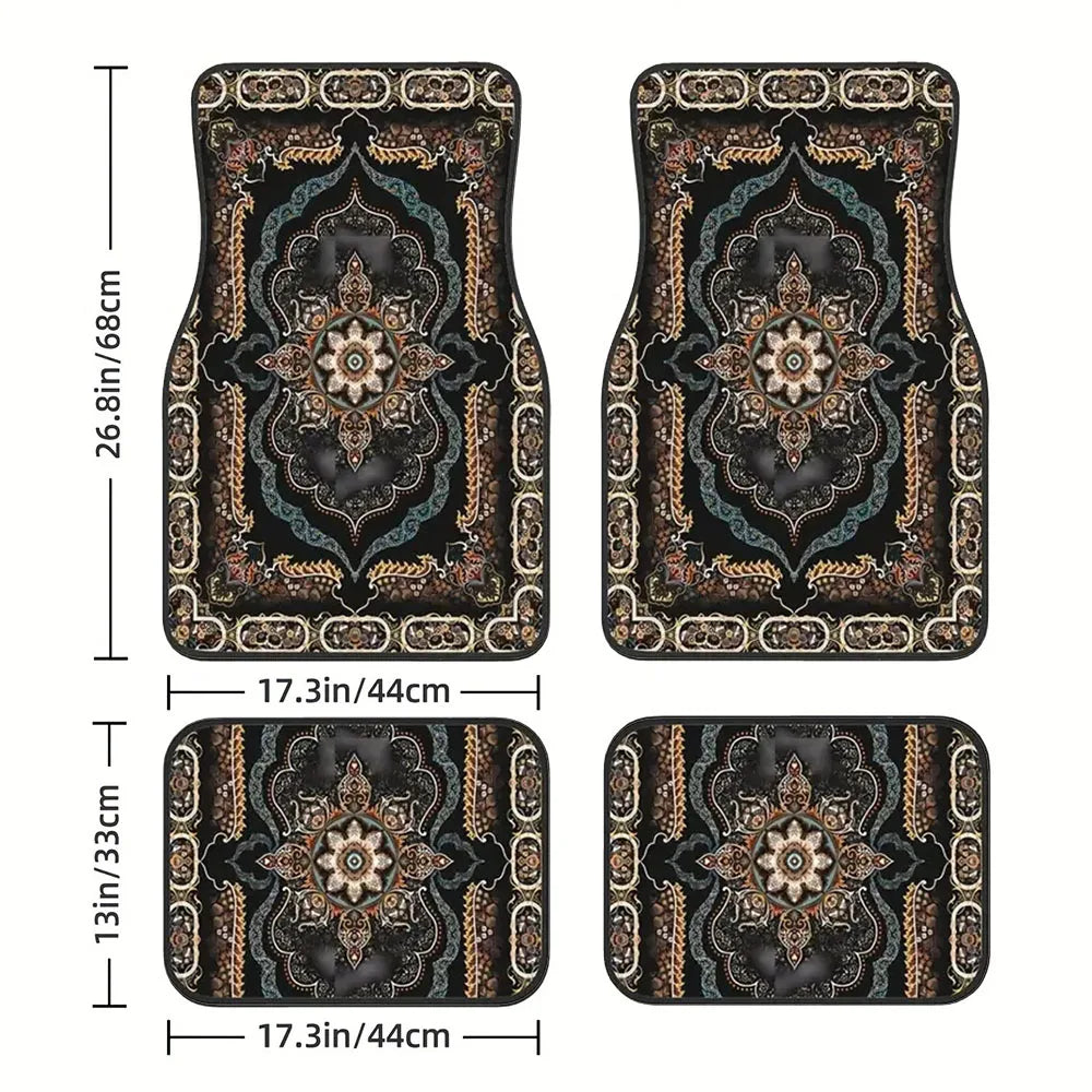 4 Pcs Car Floor Mats Bohemian Pattern