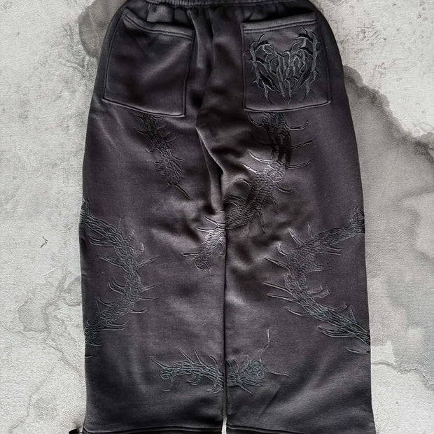 washed distressed patch hoodie