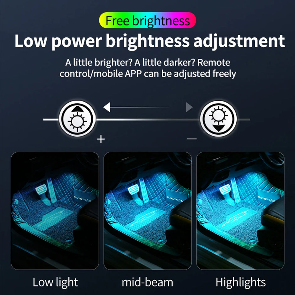 LED Car Interior Ambient Backlight Remote App Music Control