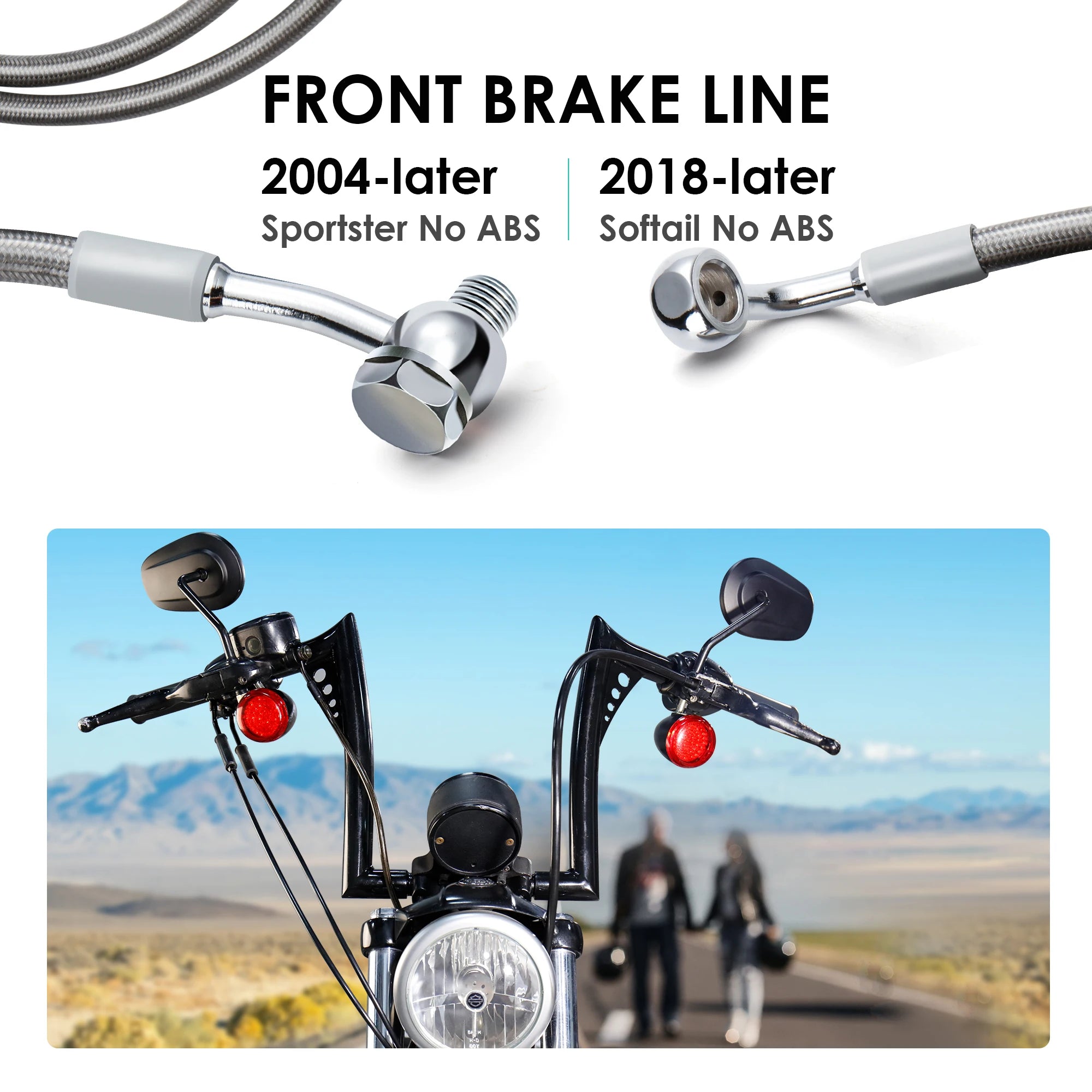 Stainless Steel Braided Brake Lines for Harley 2004-Up