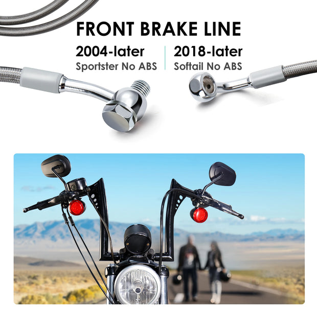 Stainless Steel Braided Brake Lines for Harley 2004-Up